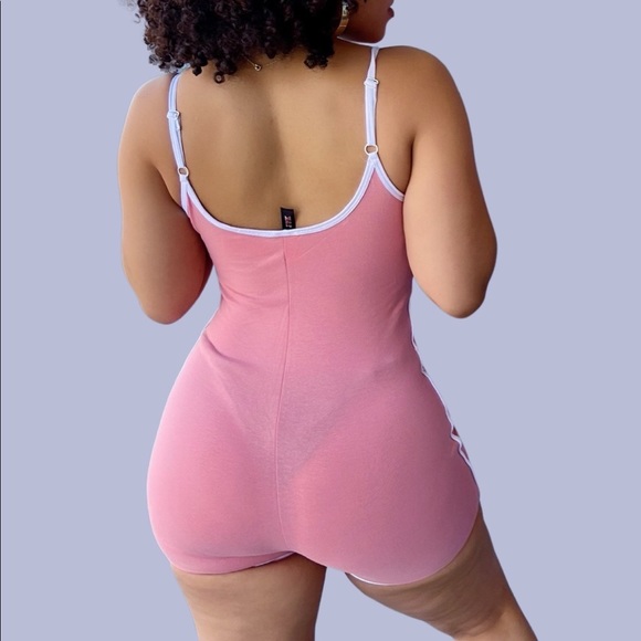 Spaghetti Strap Dolphin Trim Short Romper - Picture 2 of 2